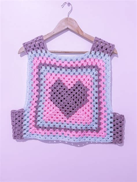 Top Con Granny De Coraz N Tejido A Crochet Ganchillo Blusas