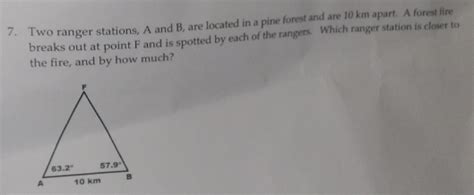 Solved 7 Two Ranger Stations A And B Are Located In A Pine Forest