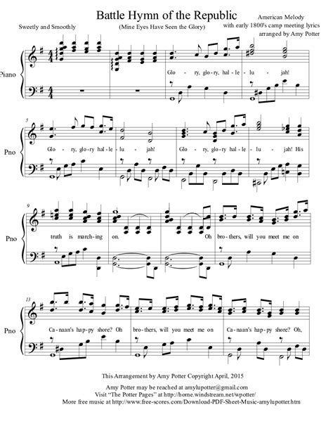 Battle Hymn Of The Republic By Amy Potter Piano Solo Vocal Solo