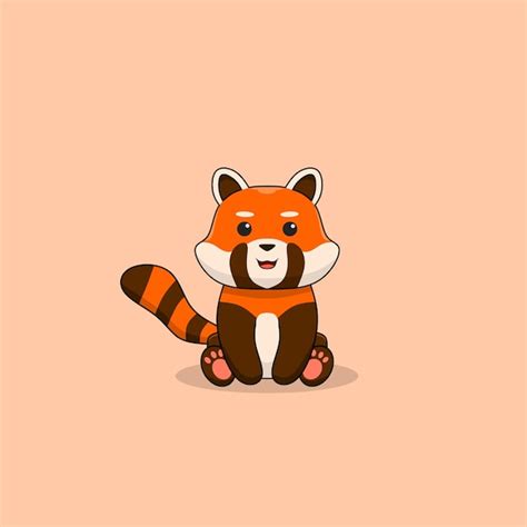 Panda rojo sentado | Vector Premium