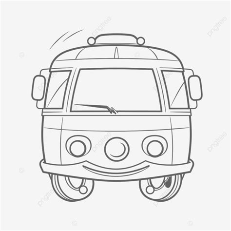 Bus Coloring Page Car Drawing On A White Outline Sketch Vector