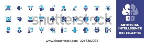 Artificial Intelligence Icon Collection Duotone Color Stock Vector