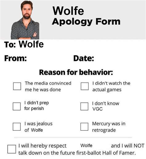 Wolfe Apology Form Know Your Meme