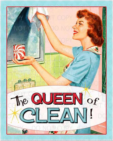 Printable Retro Housewife The Queen Of Clean Print Size 16x20