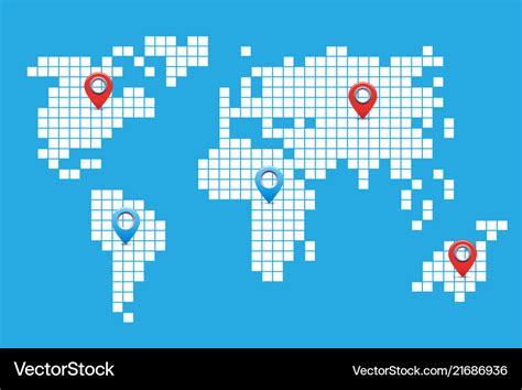 Pixel world map Royalty Free Vector Image - VectorStock