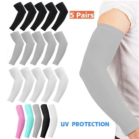 1 5 Pairs Cooling Arm Sleeves Cover Uv Sun Protection Outdoor Sport