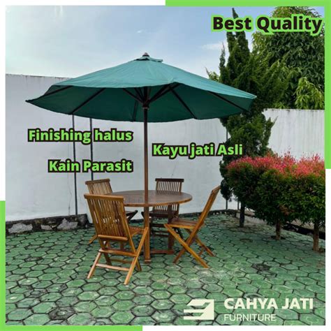 Jual Set Meja Payung Cafe Outdoor Jati Tenda Payung Taman Resto Villa