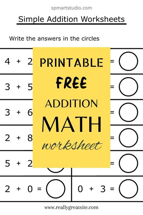 Free Printable Math Worksheets Simple Addition Free Printable Math Worksheets Printable Math