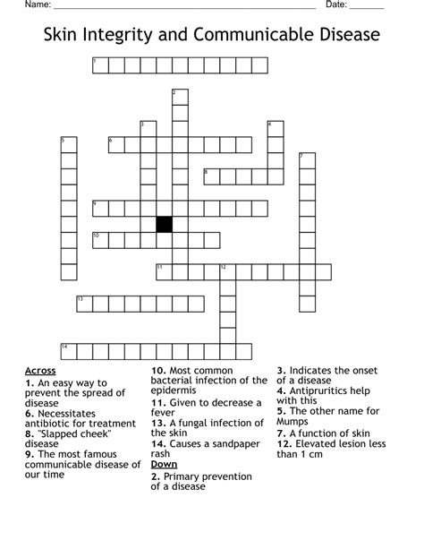 Skin Integrity And Communicable Disease Crossword WordMint