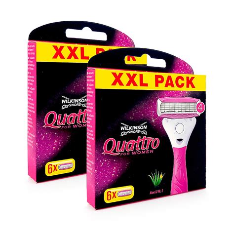 12 X Wilkinson Quattro For Women Rasierklingen Klingen Mit Aloe Und