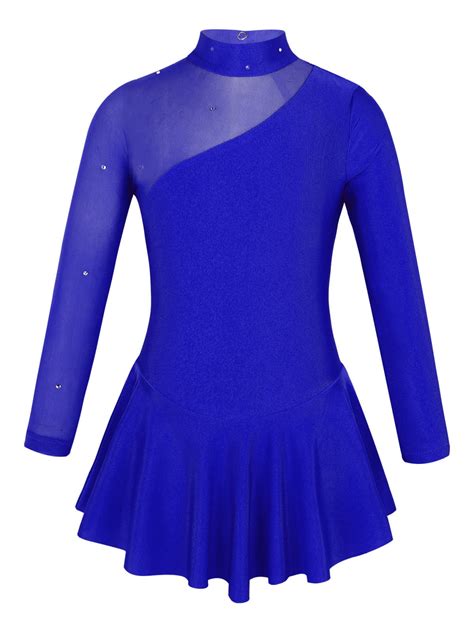 Iiniim Girls Roller Ice Figure Skating Dress Mock Turtleneck Sparkly Leotard Ballet Dance Wear