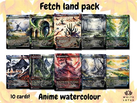 Fetch Land Pack Cards Anime Watercolour Lands Set Of Unique