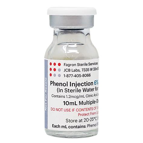 phenol 6% in Water Injection, 6% (60 mg/mL) (600mg/10mL), in a 10 mL Vial