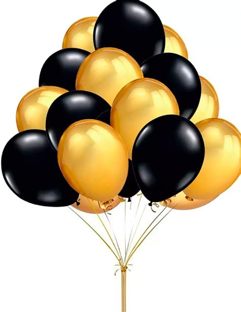 Black and Golden yellow Metallic Balloons