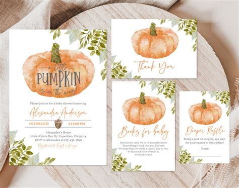 Little Pumpkin Baby Shower Invitation Set Fall Autumn Invite Etsy