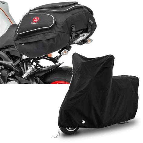 Set Motorbike Tail Bag X50 Rear Seat Bag 50Ltr Blk Bagtecs With Cover