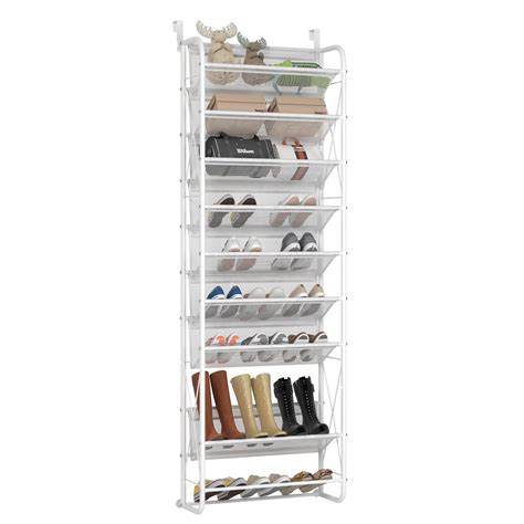 Jsb 10 Tier Shoe Rack Mesh Fabric Over The Door Shoe Organizer X Structure Trouser Hangers