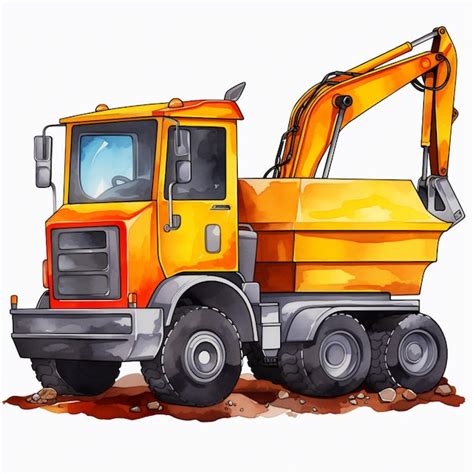 Premium Ai Image A Cartoon Yellow Dump Truck With A Large Backhoe On