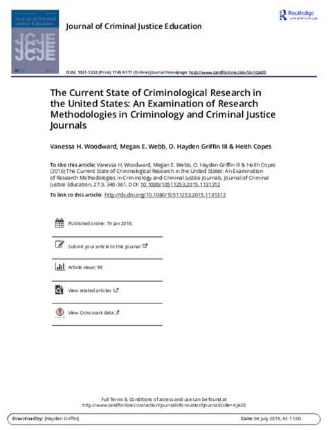 (PDF) The Current State of Criminological Research in the United States: An Examination of ...