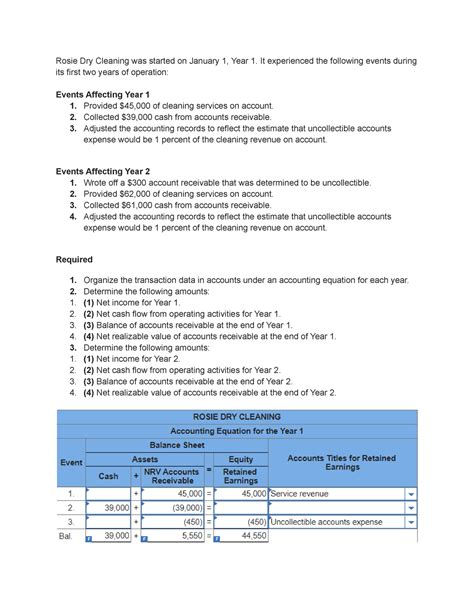 Ch 5 HWa AR Homework Rosie Dry Cleaning Was Started On January 1