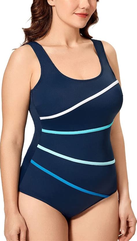 Delimira Women S One Piece Swimming Costume Plus Size Padded Swimwear