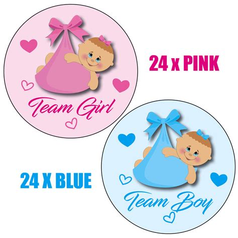 48 X GENDER REVEAL PARTY Baby Shower 24x Team Girl 24 X Team Boy