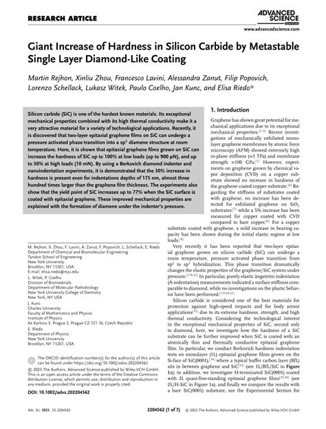 PDF Giant Increase Of Hardness In Silicon Carbide By Metastable