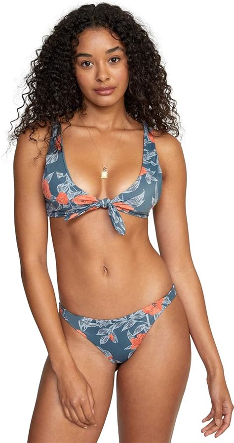 Rvca Women S Standard Tie Front Swimsuit Bikini Top