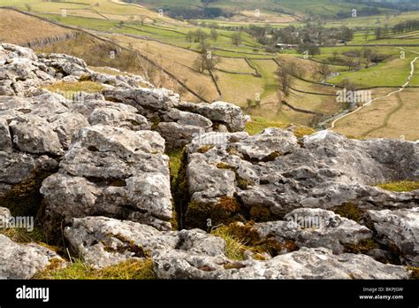 Limestone Pavement At The Top Of Malham Cove In The Yorkshire Dales Uk