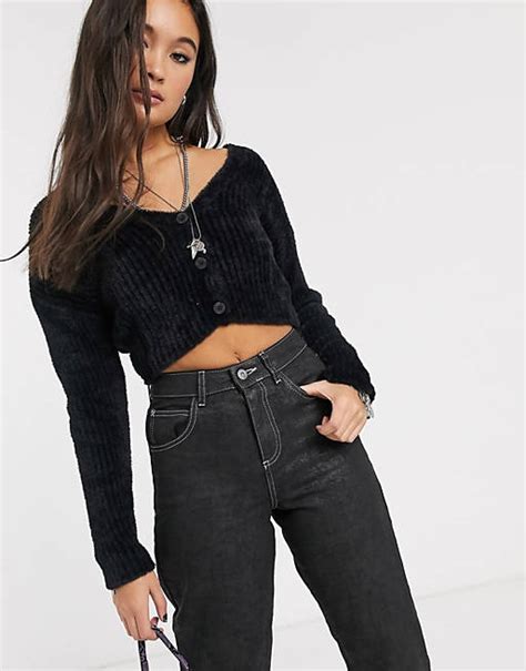 Asos Design Fluffy Cropped Cardigan Asos