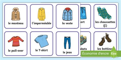 Cartes De Vocabulaire Sur Les V Tements