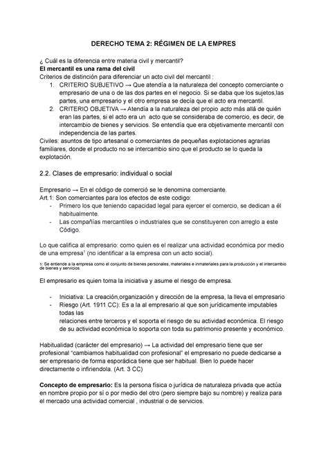 Tema 2 Derecho Régimen De La Empresa Profesor Jordi Piedra Arjona Derecho De La Empresa