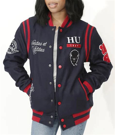 Navy Blue Wool Howard University Bison Varsity Jacket - Jackets Expert