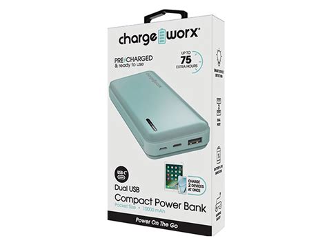 ChargeWorx 10 000mAh Dual USB Slim Power Bank Mint IDrop News