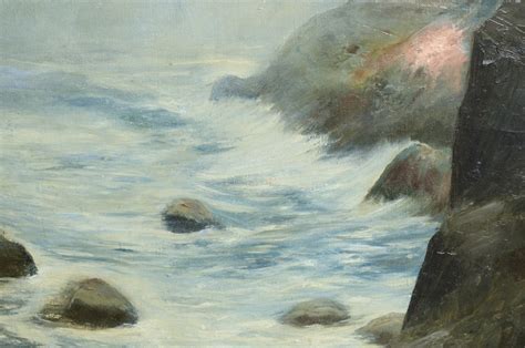 Oil Painting of Waves Crashing on Rocks | EBTH