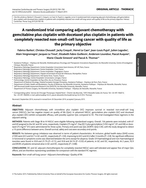 Pdf A Randomized Trial Comparing Adjuvant Chemotherapy With