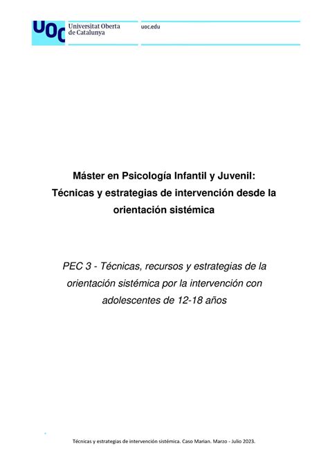 Pec Cast Enunciado Prueba De Evaluaci N Continua Asignatura