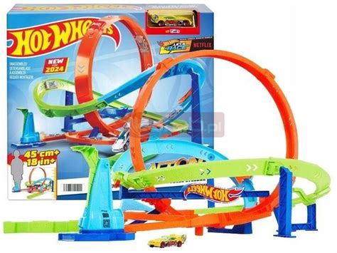 HOT WHEELS LET S RACE ZESTAW ZAKRĘCONE TORNADO PĘTLI 1 autko HTK16 ZABAWKI Mattel Hot