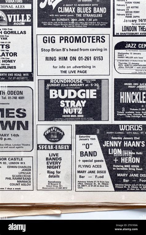 Advert For Concerts In 1970s Issue Of NME New Musical Express Music