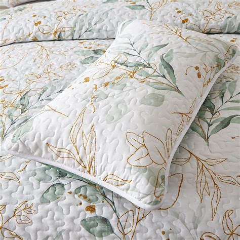 Floral Quilt King Size, Green Botanical King Quilt 3 Pieces, Reversibl ...