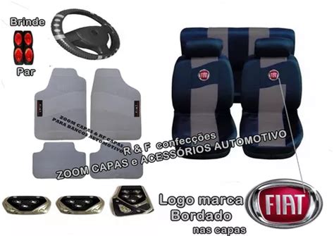 Kit Cinza Capas De Bancos Tapetes Pedaleira Brinde Siena Parcelamento