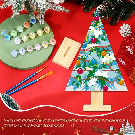 Suzile 8 Pcs Large Size Wooden Christmas Tree DIY Unfinished Christmas