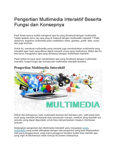 Pengertian Multimedia Interaktif Beserta Fungsi Dan Konsepnya Pdf