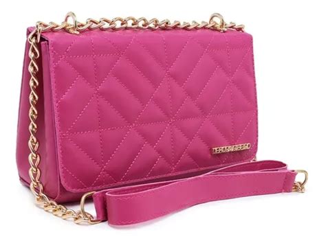 Bolso cruzado pequeño para mujer con correa de cadena color rosa