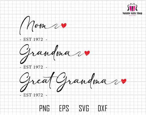 Personalized Mom Est Grandma Est Great Grandma Est Svg Grandmother Svg