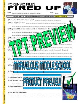 Forensic Files Fired Up Video Worksheet Crime Arson Sub Plans