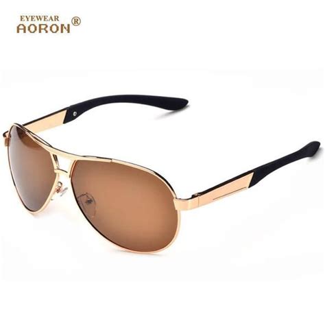 Fuzweb Aoron Vintage Polarized Sunglasses Men Gold Frame Driving Men