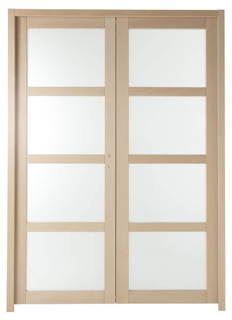 Double porte bois hêtre vitré Nova H 204 x l 146 cm poussant gauche