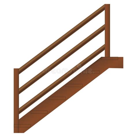 Wooden Staircase With Handrails And Steps Realistic Vector On A White