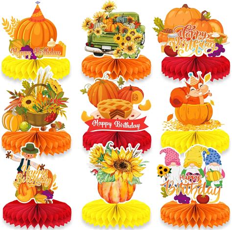 Amazon.com: Fall Birthday Party Decorations Pumpkin Table Centerpieces ...